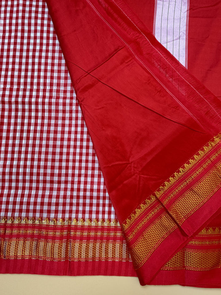 Red Tum Tum Check Saree