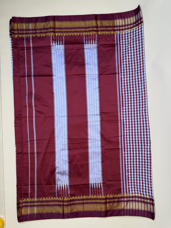 Maroon Tum Tum Check Ilkal Saree