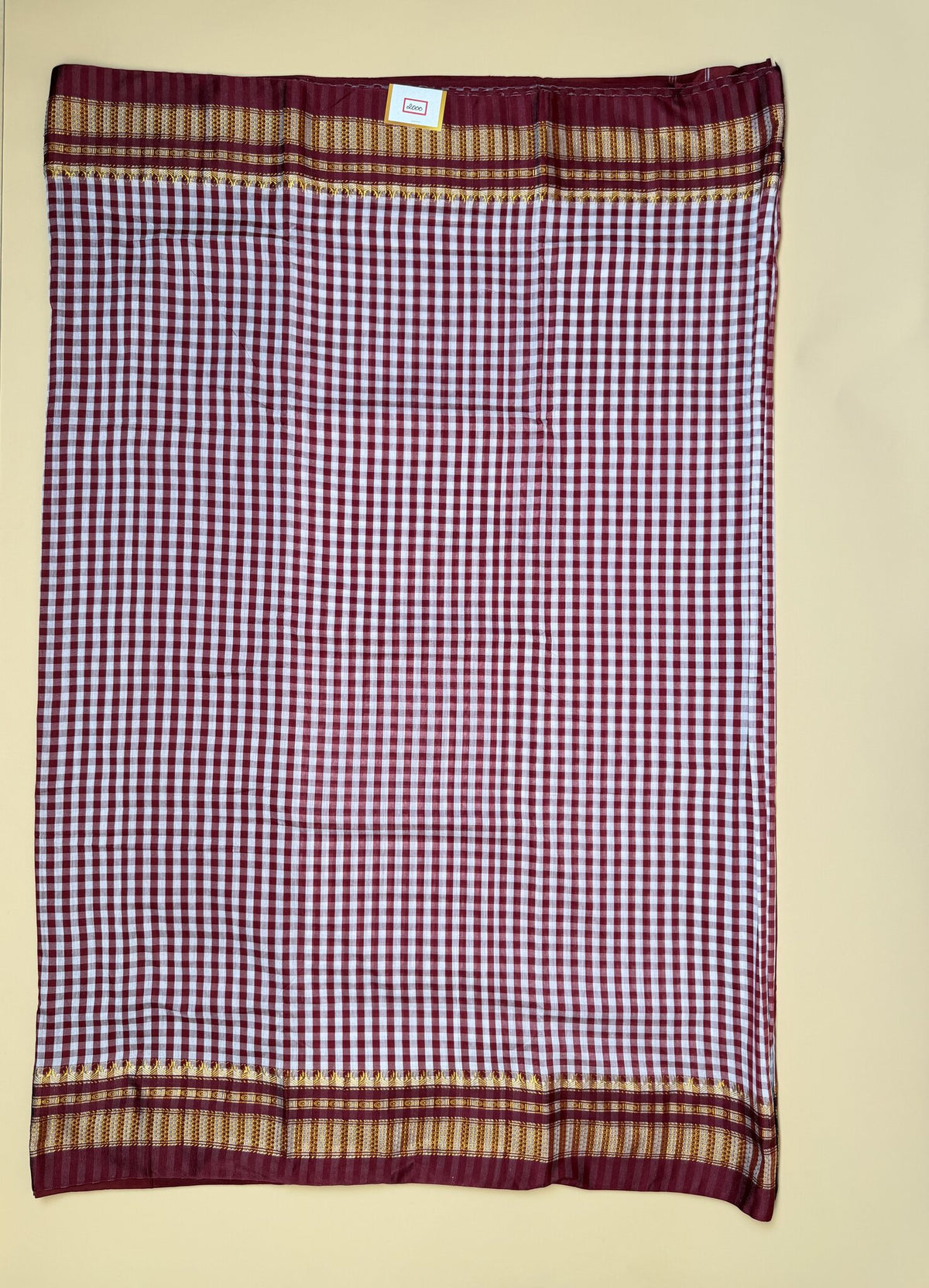 Maroon Tum Tum Check Ilkal Saree