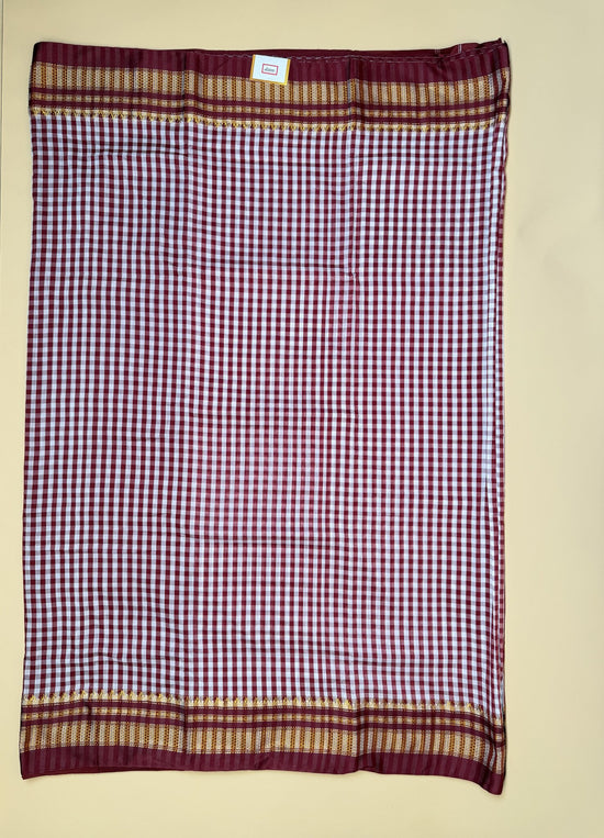 Maroon Tum Tum Check Ilkal Saree