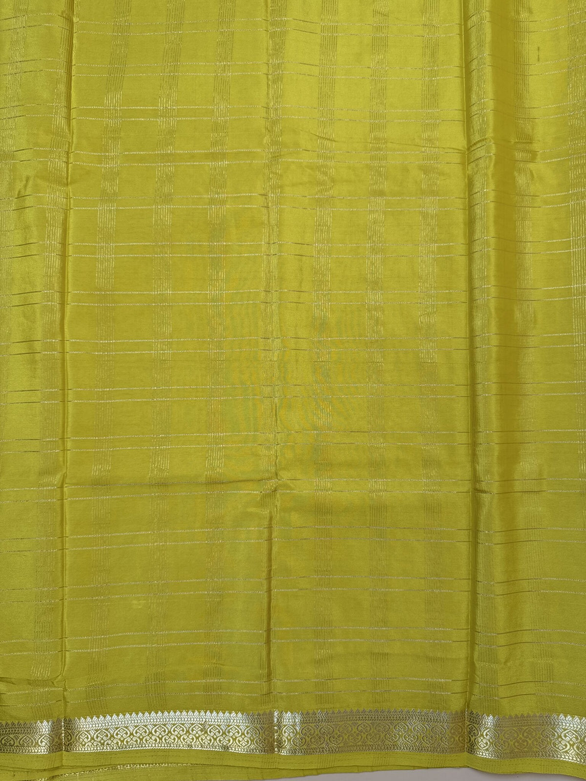 Yellow Check Semi Crepe Silk Saree
