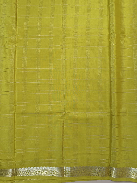 Yellow Check Semi Crepe Silk Saree