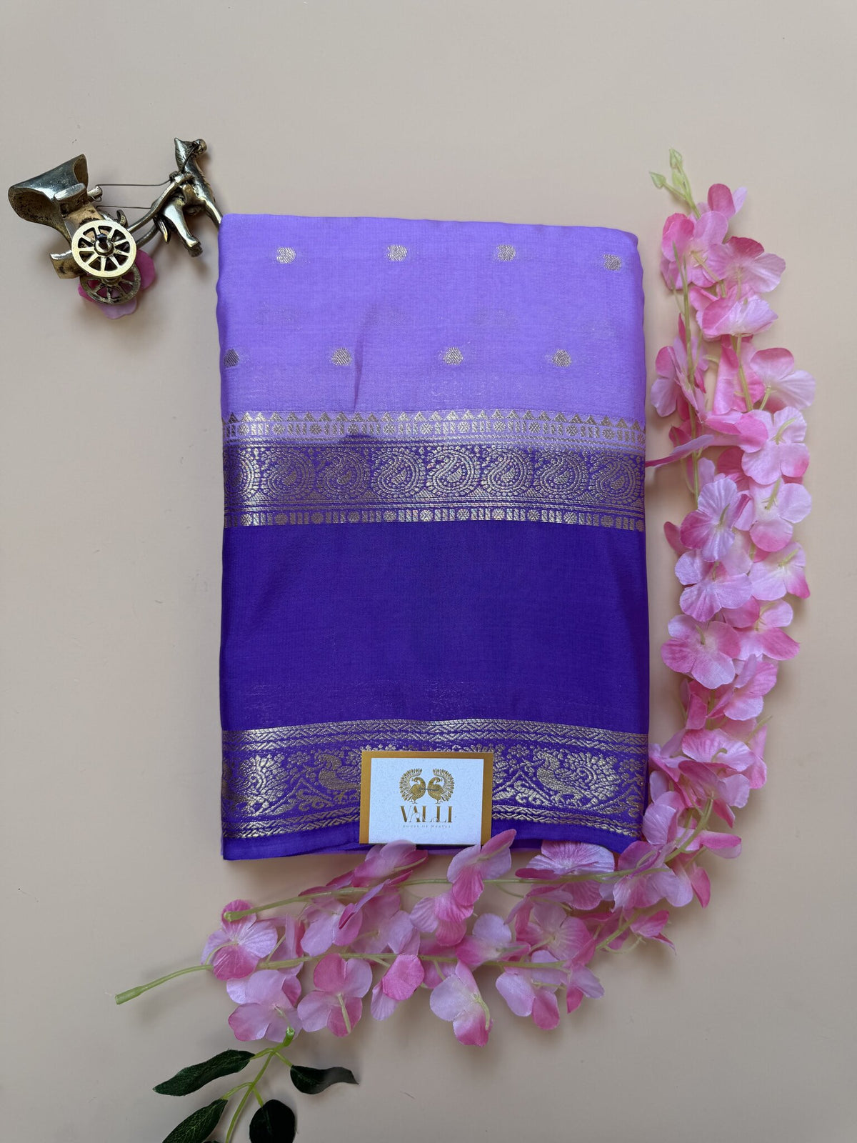 Lavender Semi Crepe Silk Saree – Purple Gap Border