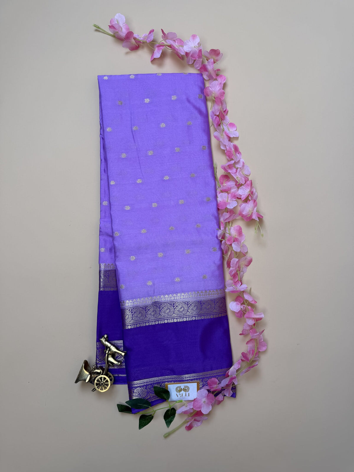 Lavender Semi Crepe Silk Saree – Purple Gap Border