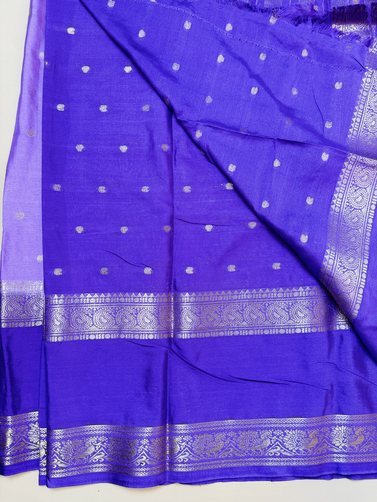 Lavender Semi Crepe Silk Saree – Purple Gap Border