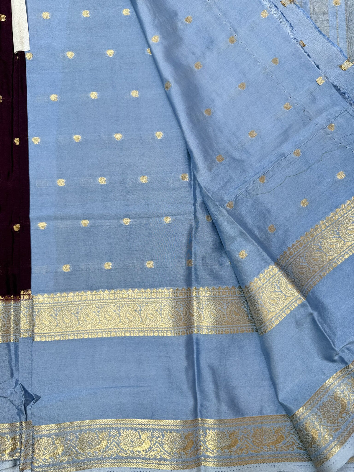 Purple & Grey Semi Crepe Silk Saree