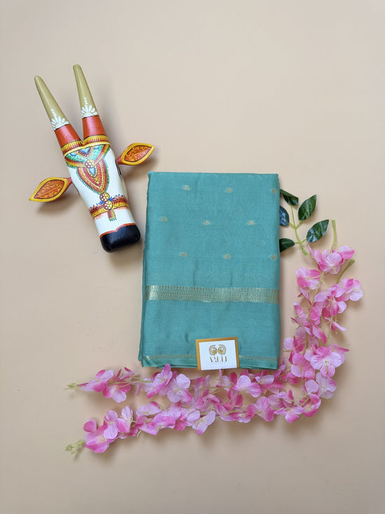 Sea Green Butta Semi Crepe Saree