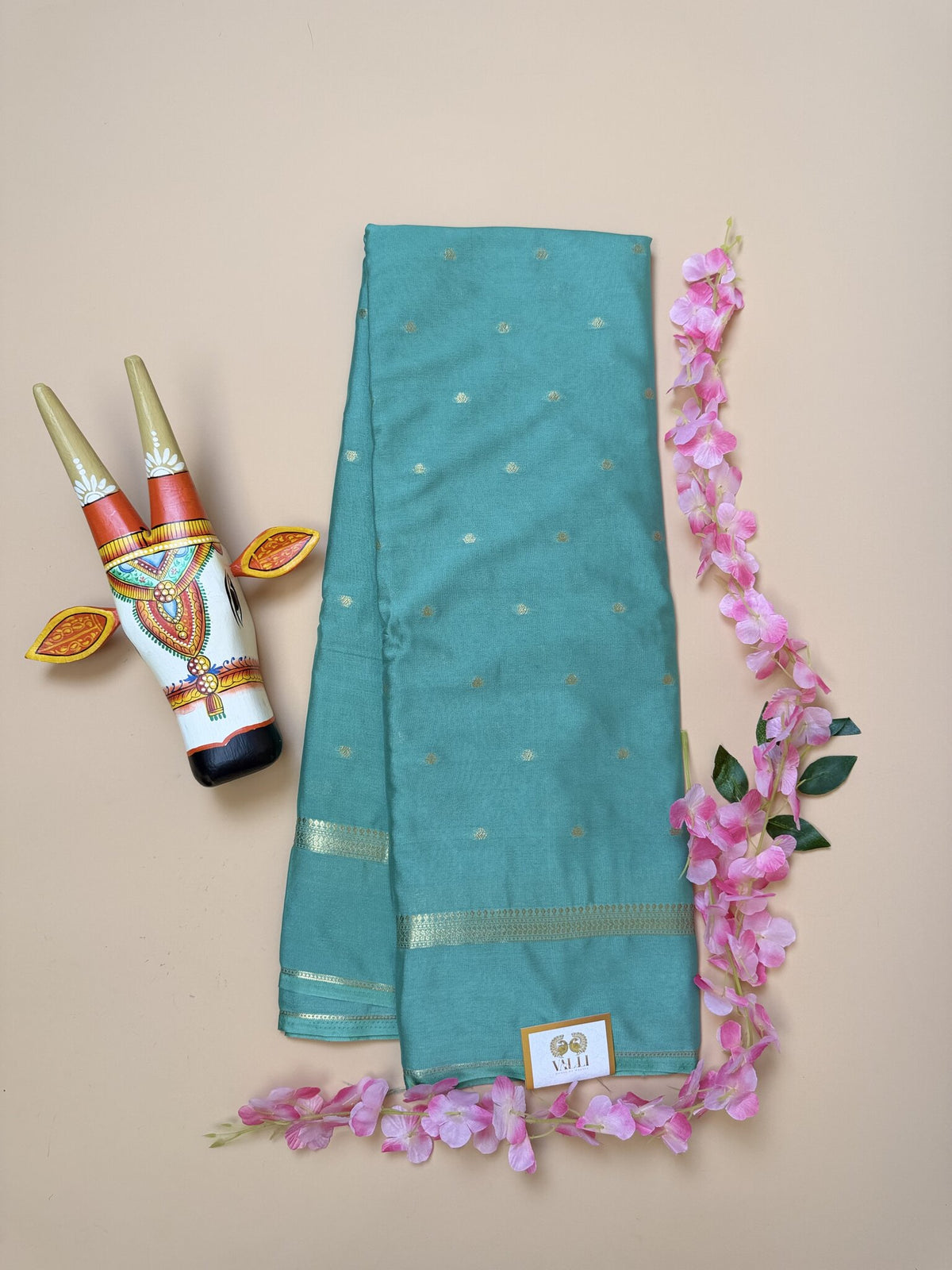 Sea Green Butta Semi Crepe Saree