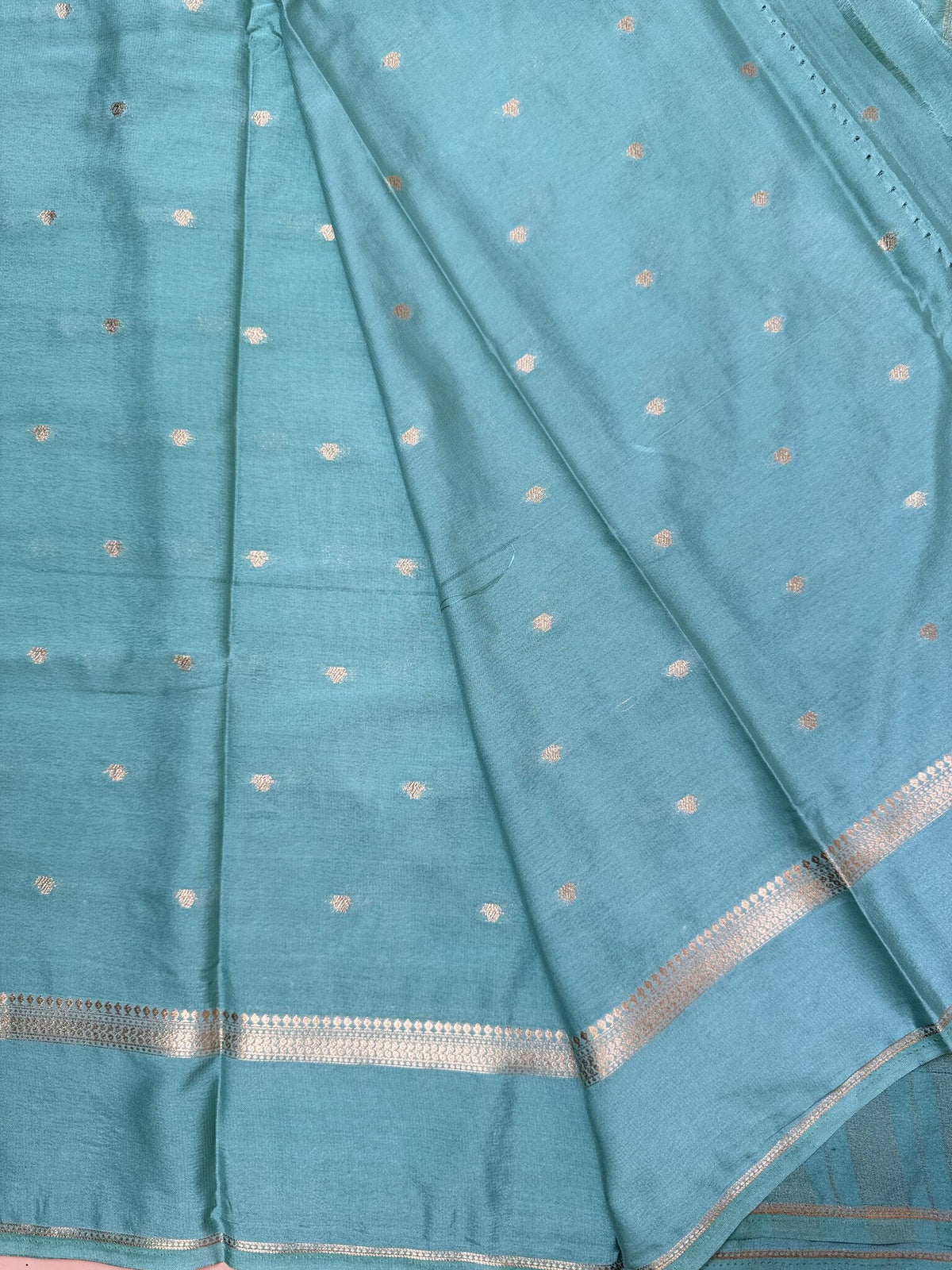 Sea Green Butta Semi Crepe Saree