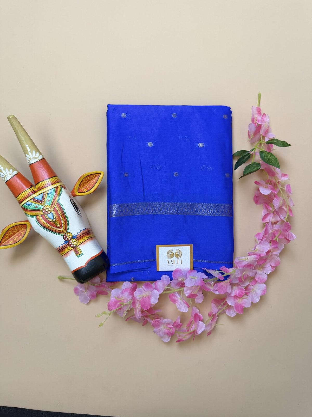 Ink Blue Butta Semi Crepe Saree