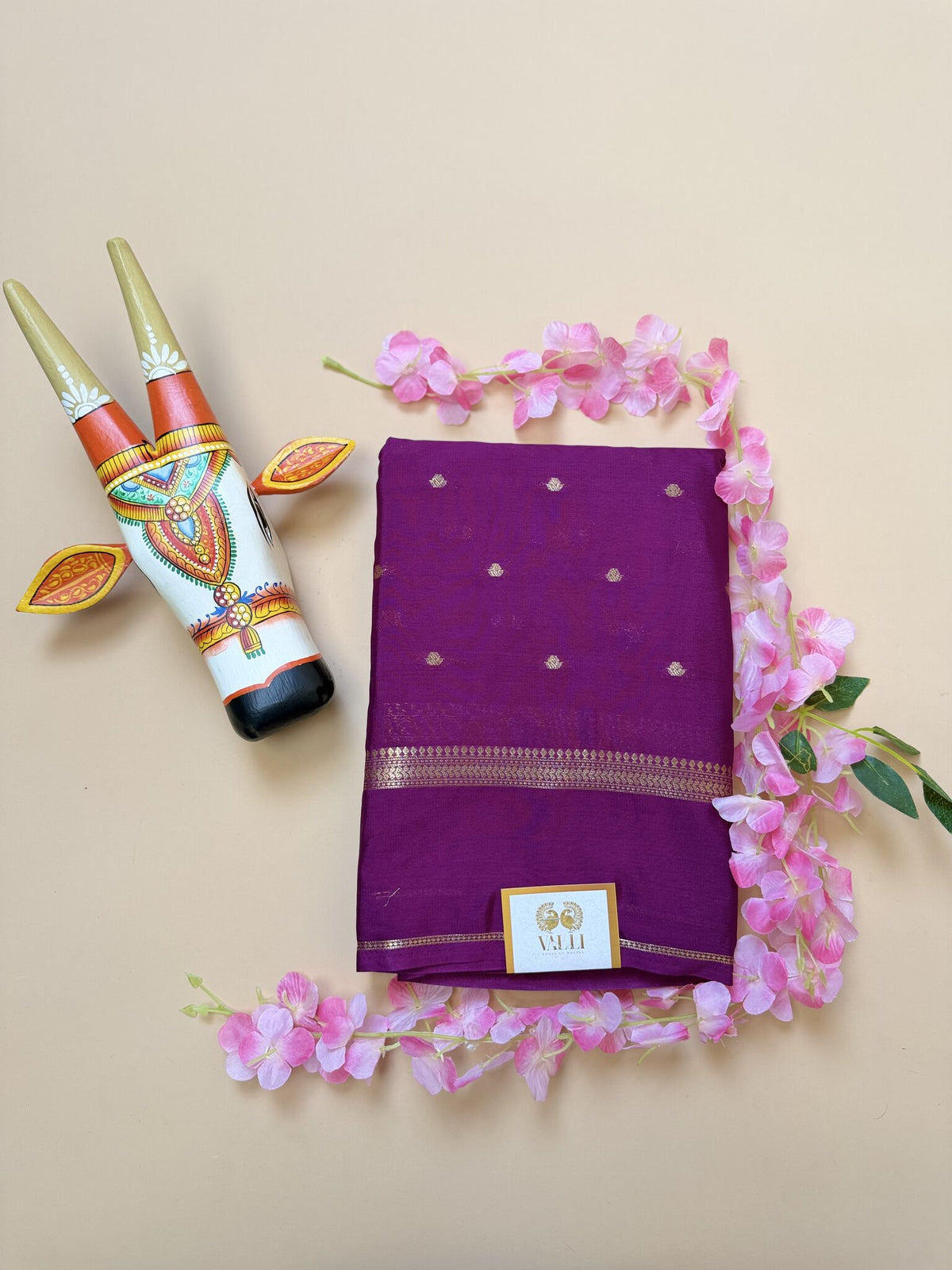 Purple Butta Semi Crepe Saree