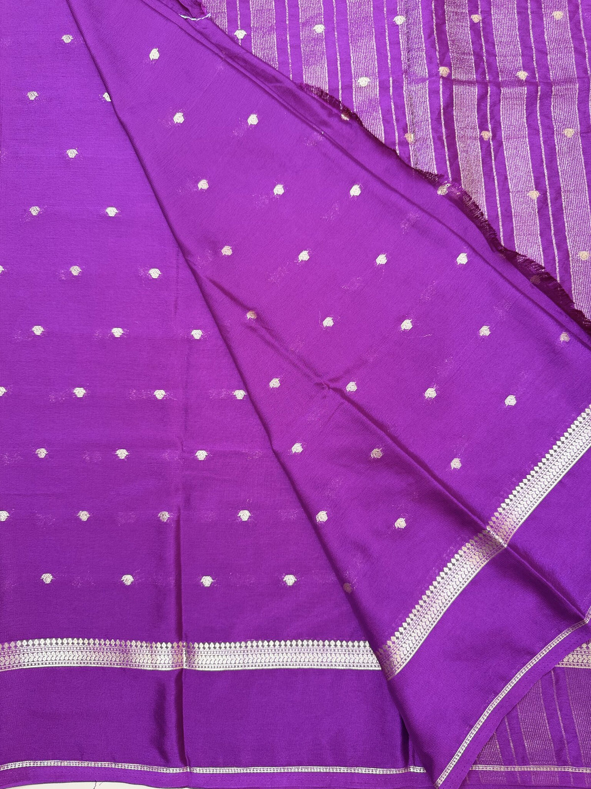Purple Butta Semi Crepe Saree