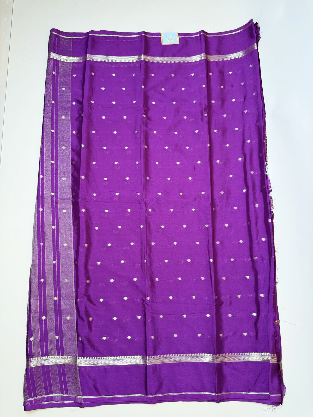Purple Butta Semi Crepe Saree