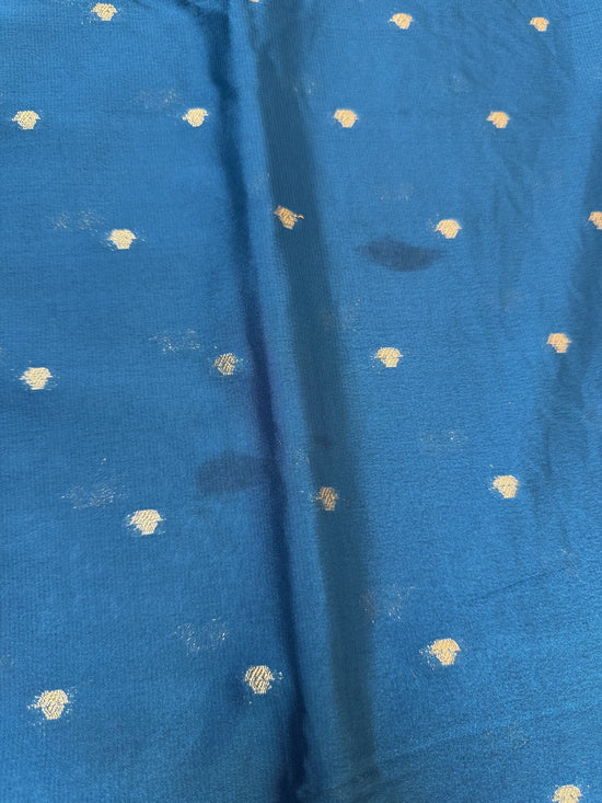 Teal Blue Butta Semi Crepe Saree
