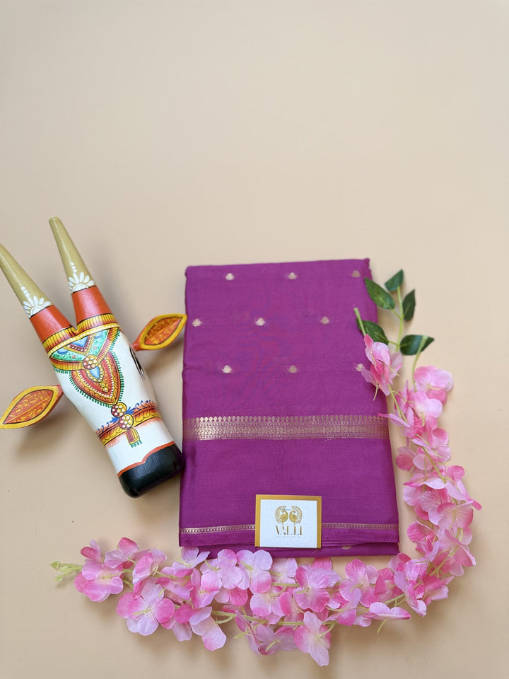 Onion Pink Butta Semi Crepe Saree – Self Border