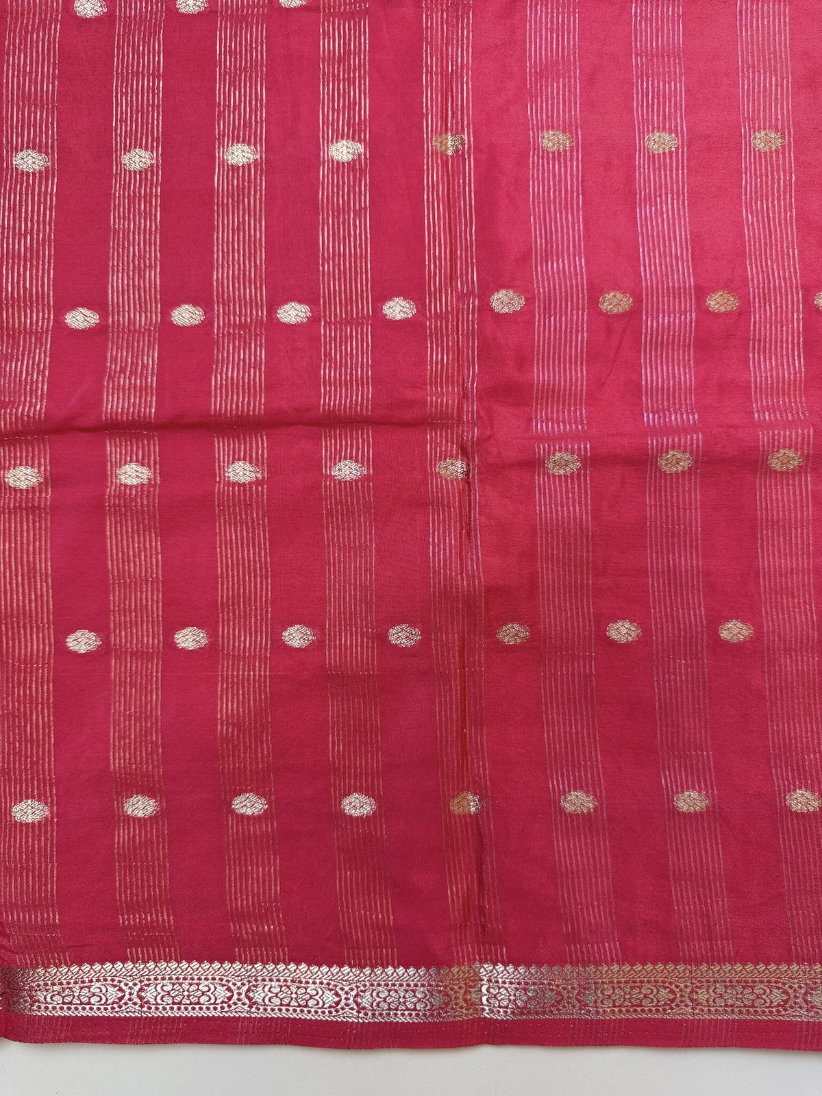 Red Butta Semi Crepe Saree – Half-Inch Border