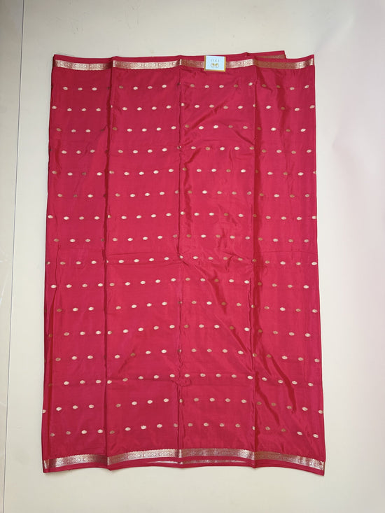 Red Butta Semi Crepe Saree – Half-Inch Border