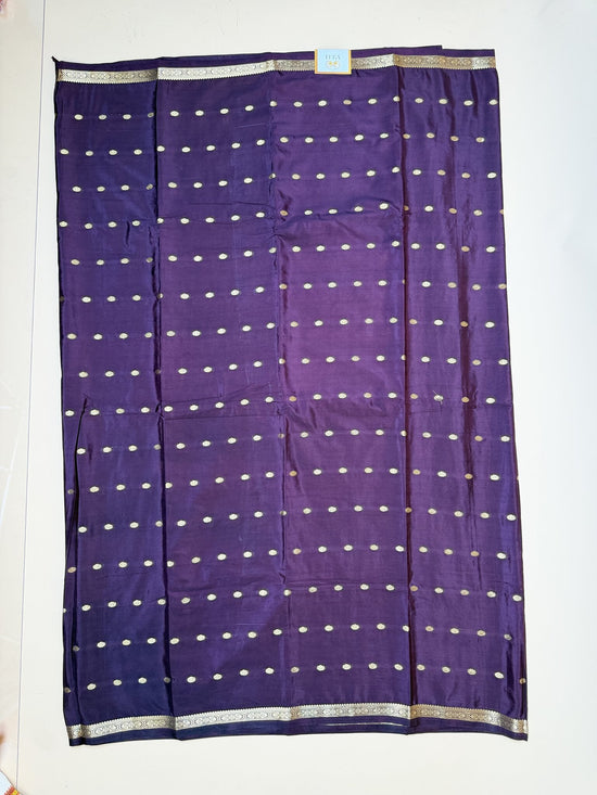 Wine Butta Semi Crepe Saree – Half-Inch Border