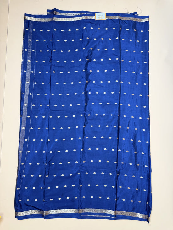Blue Butta Semi Crepe Saree – Half-Inch Border