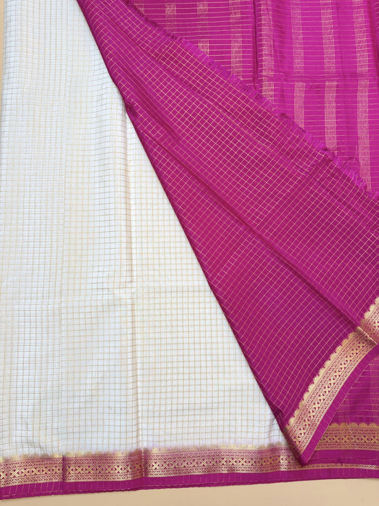 White + Pink Semi Crepe Saree