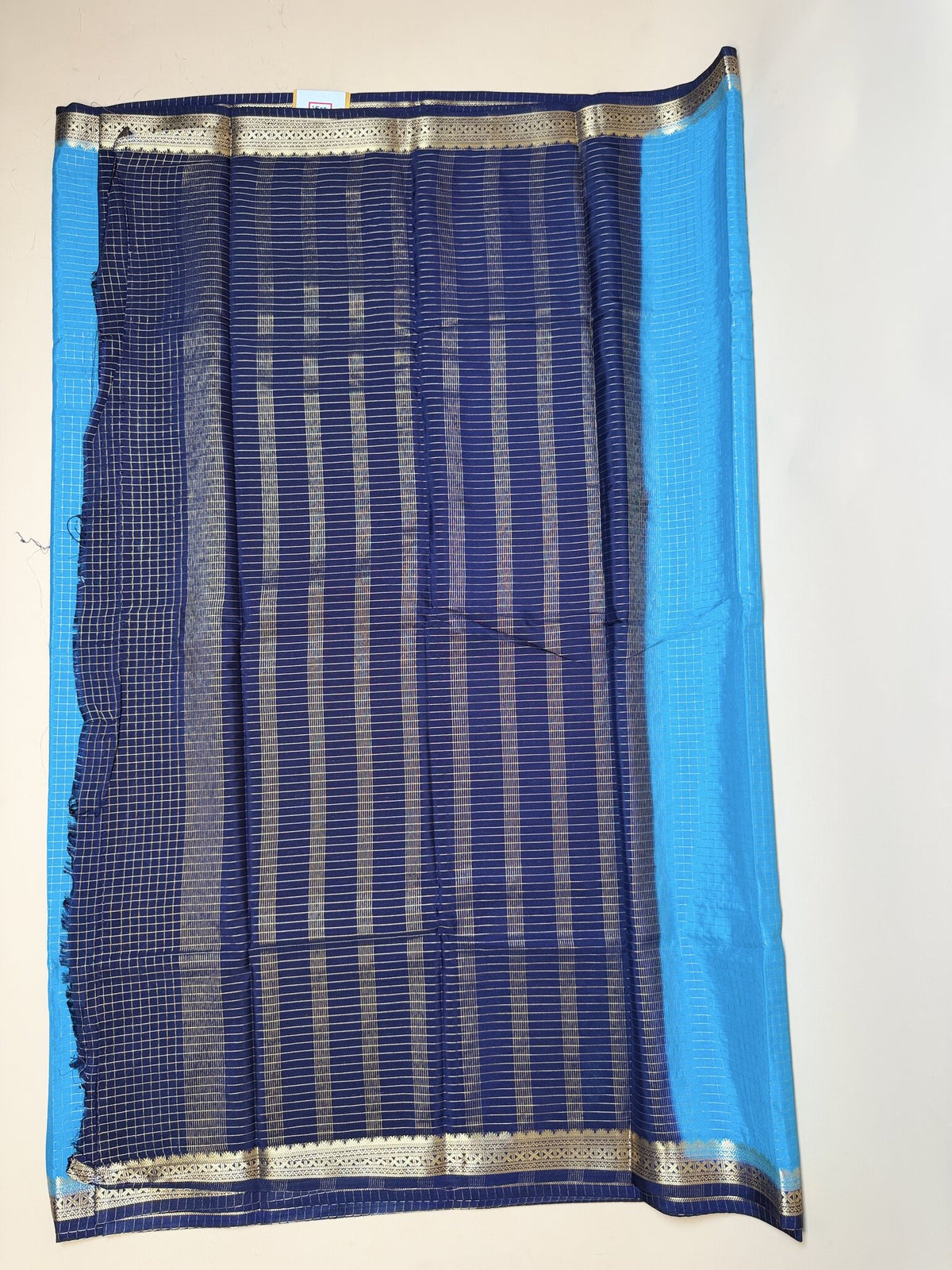 Rama Blue + Ink Blue Semi Crepe Saree