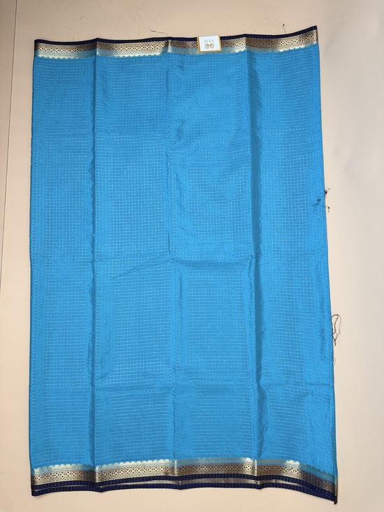 Rama Blue + Ink Blue Semi Crepe Saree