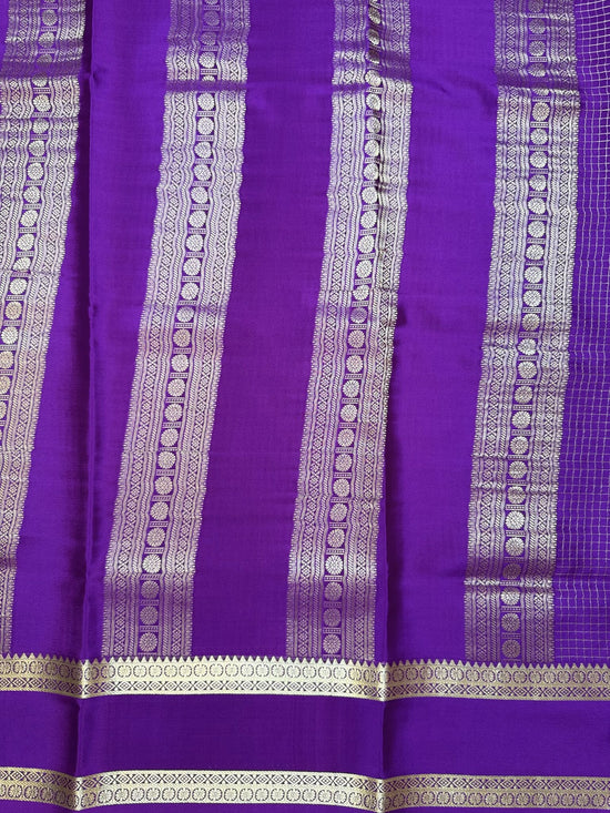 Purple Pure Crepe Silk Saree with Self Checks
