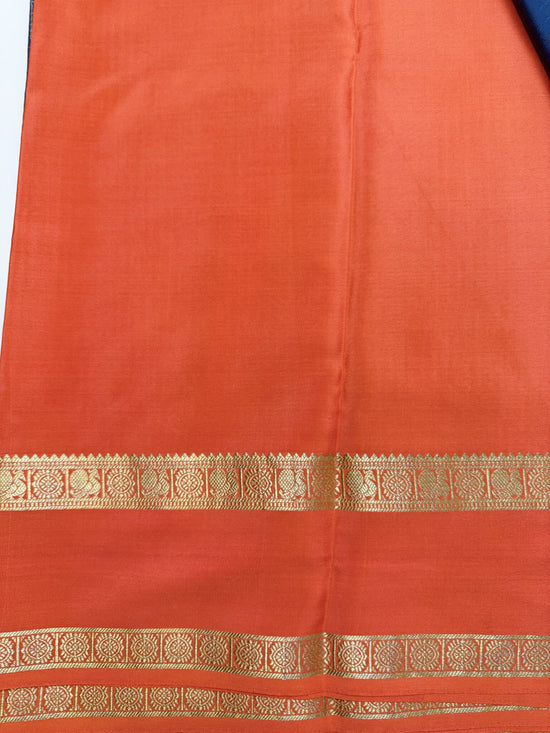 Black & Orange Pure Crepe Silk Saree with Gandaberunda & Yaali Motifs