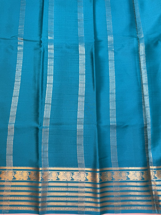 Sea Green & Peacock Green Mysore Crepe Silk Saree with Peacock Border