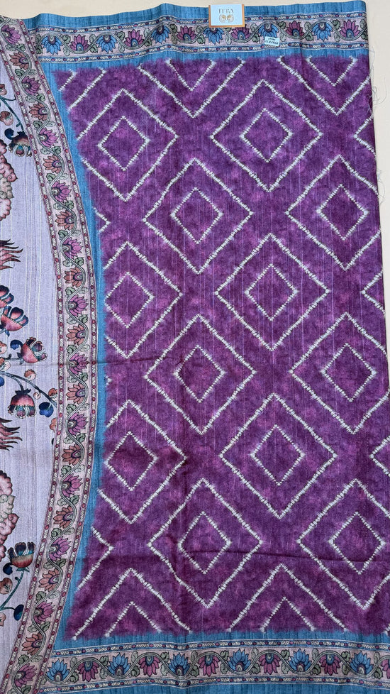 Bhagalpuri Silk Saree with Kalamkari Blouse and Pallu