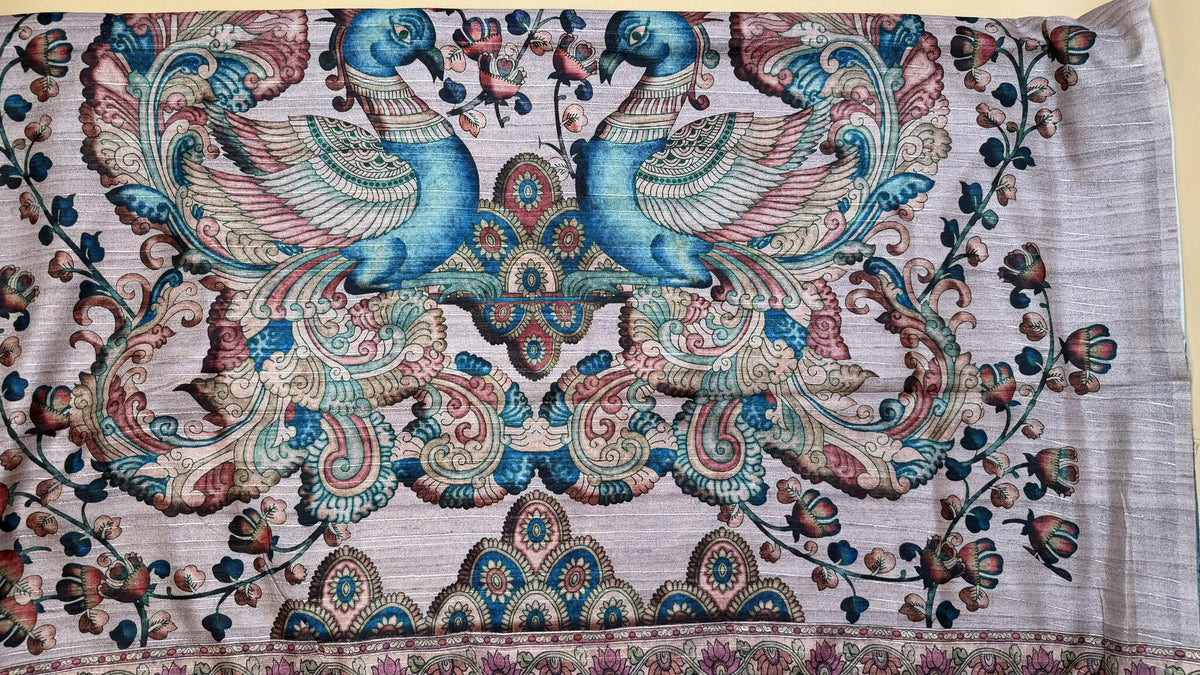 Bhagalpuri Silk Saree with Kalamkari Blouse and Pallu