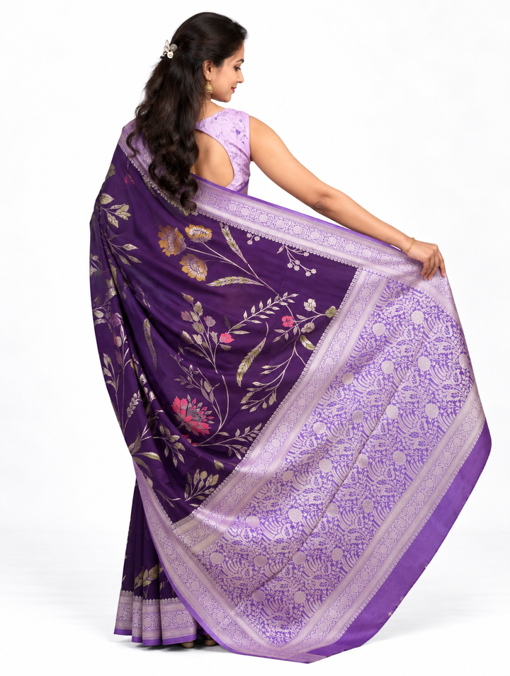 Royal Purple Banarasi Georgette Saree