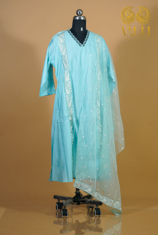 Light Blue Salwar Set with Embroidered Buti Motifs