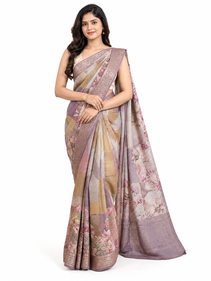 Crush Georgette Digital-Print Saree
