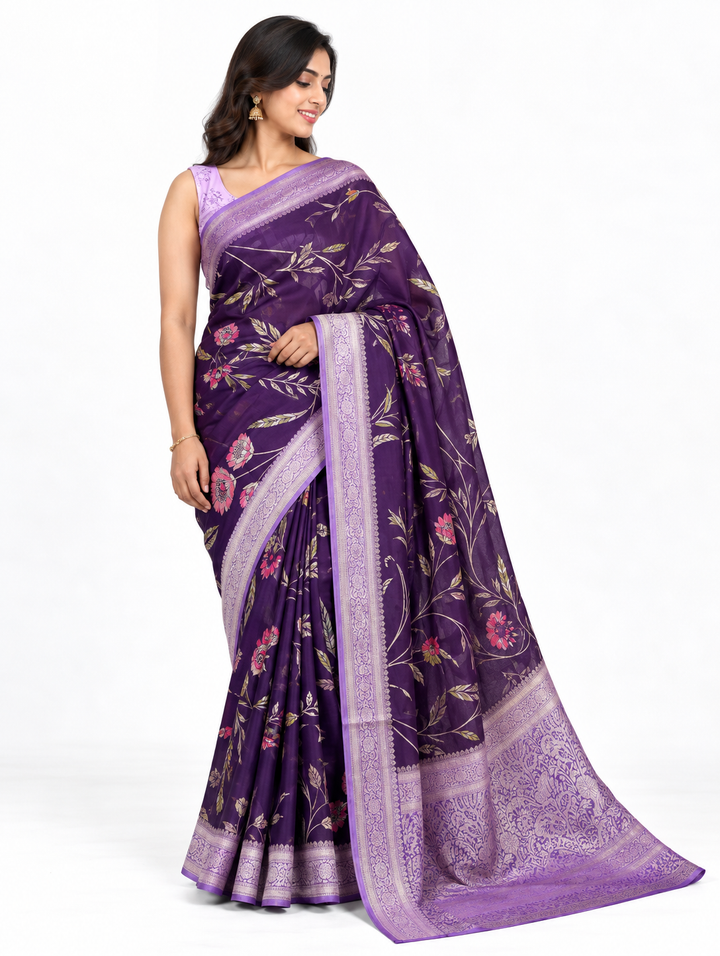 Royal Purple Banarasi Georgette Saree