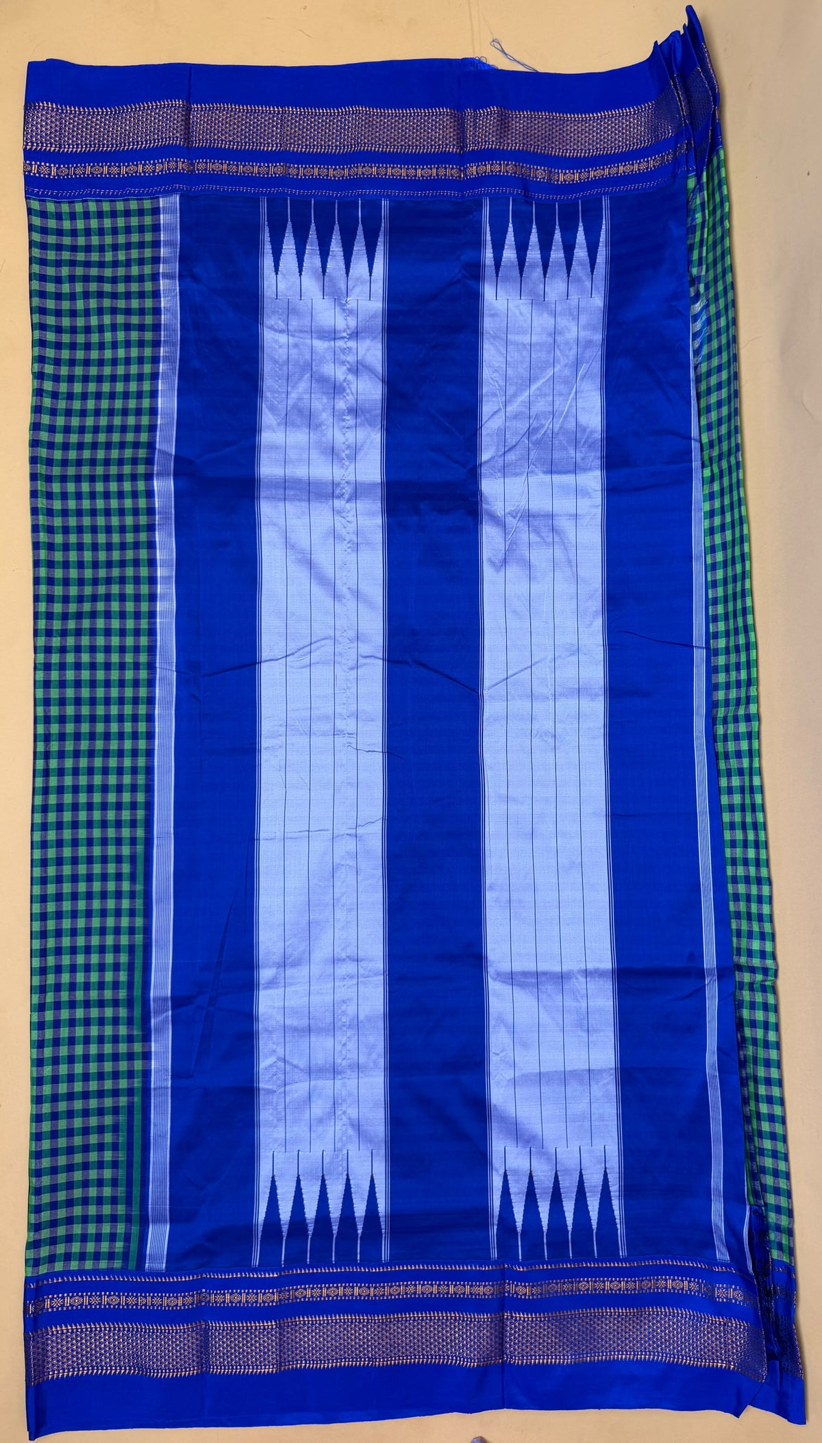 Green & Blue Ilkal Saree – Tum Tum Checks