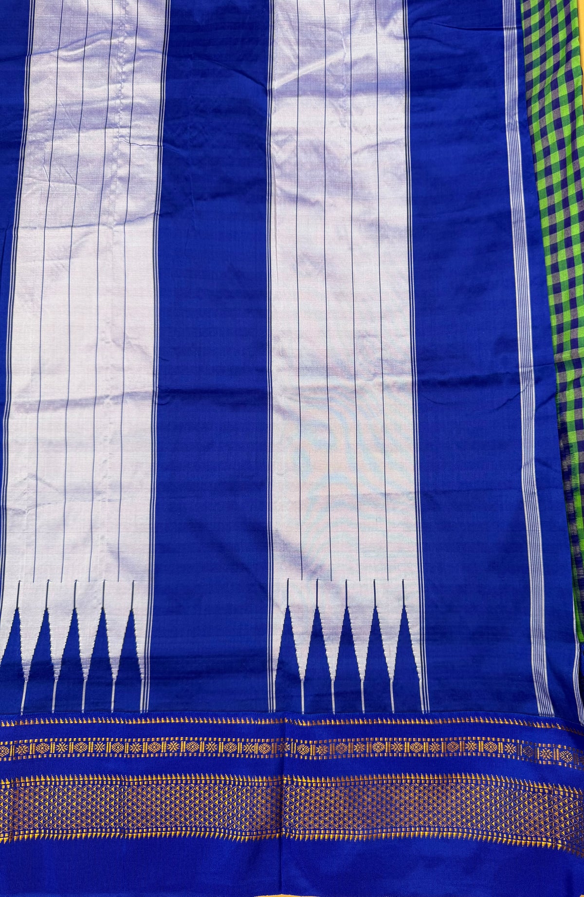 Green & Blue Ilkal Saree – Tum Tum Checks