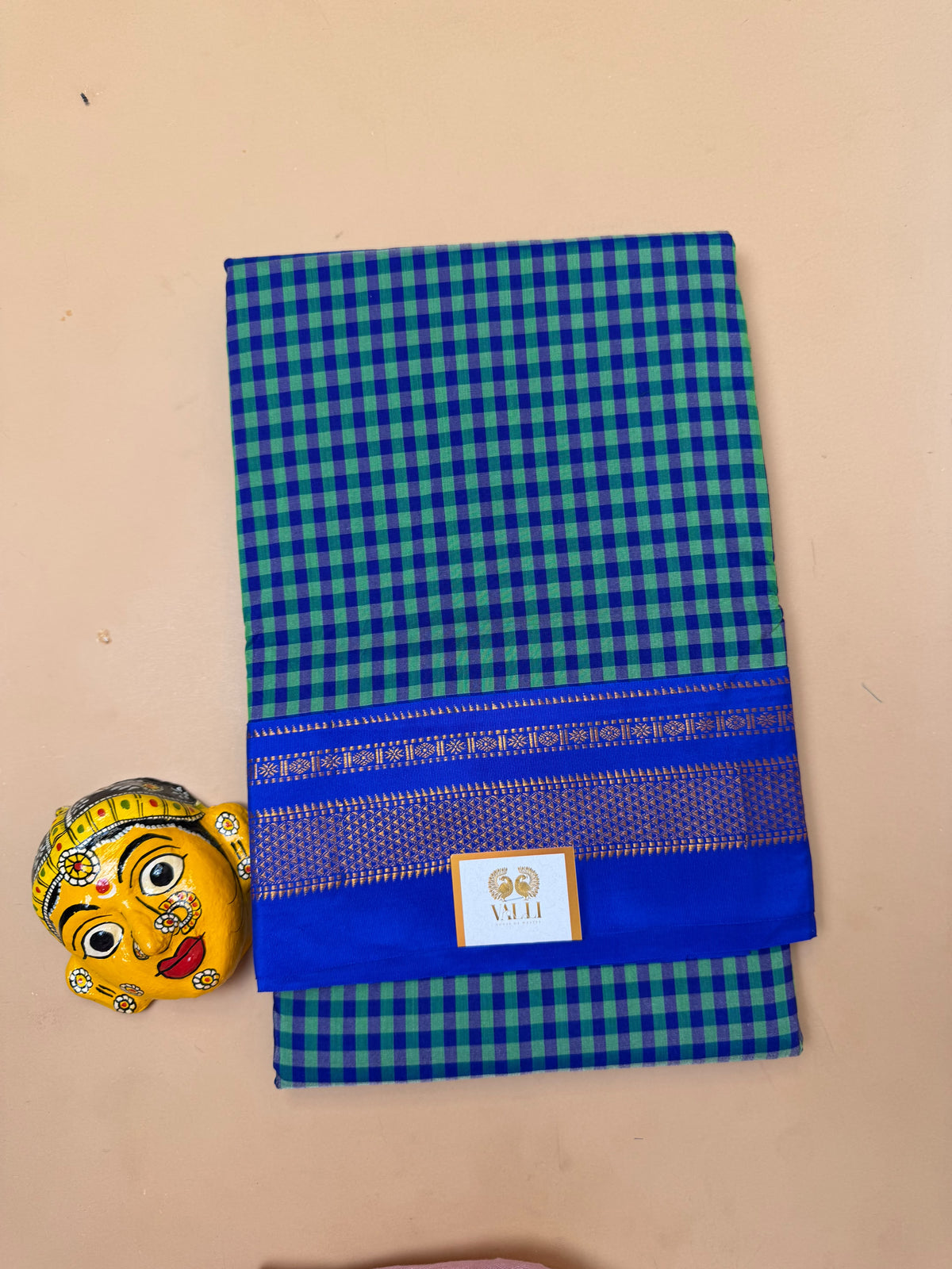 Green & Blue Ilkal Saree – Tum Tum Checks
