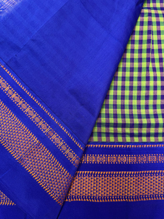 Green & Blue Ilkal Saree – Tum Tum Checks