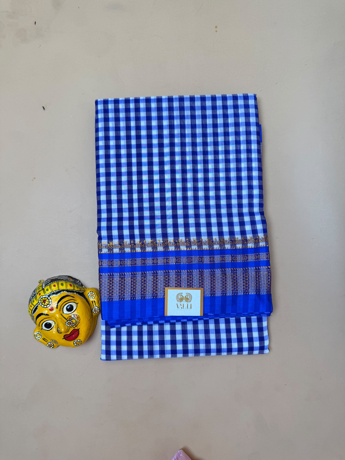 Ink Blue Ilkal Saree – Tum Tum Checks
