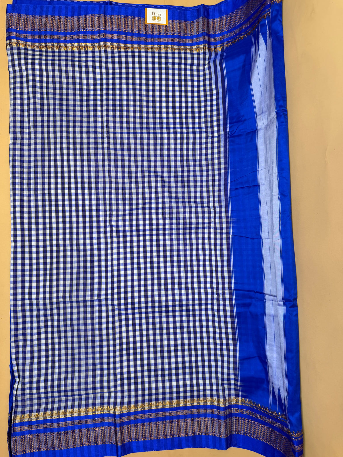 Blue & Yellow Ilkal Saree – Tum Tum Checks