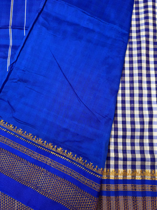 Blue & Yellow Ilkal Saree – Tum Tum Checks