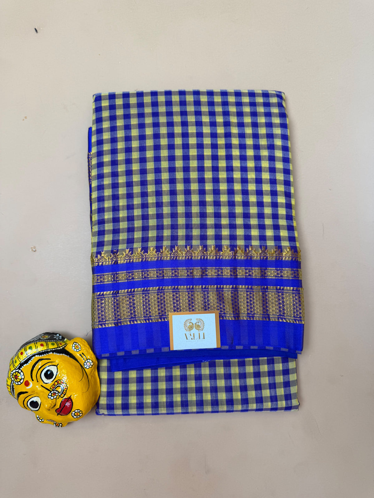 Blue & Yellow Ilkal Saree – Tum Tum Checks