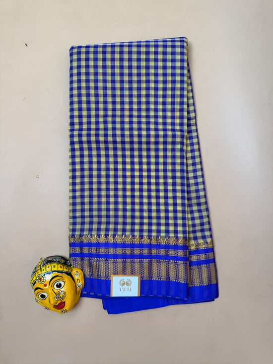 Blue & Yellow Ilkal Saree – Tum Tum Checks