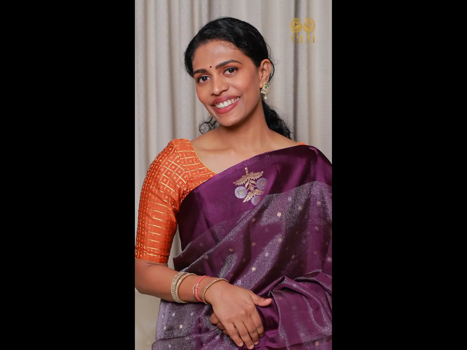 Pure  Banarasi crepe  tissue Saree with satin border purple 