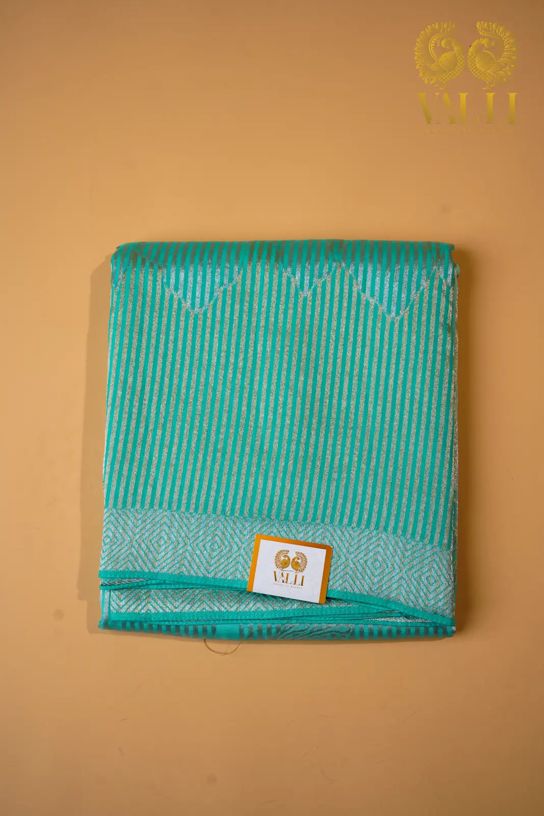 Banarasi crepe silver Zari turquoise blue 