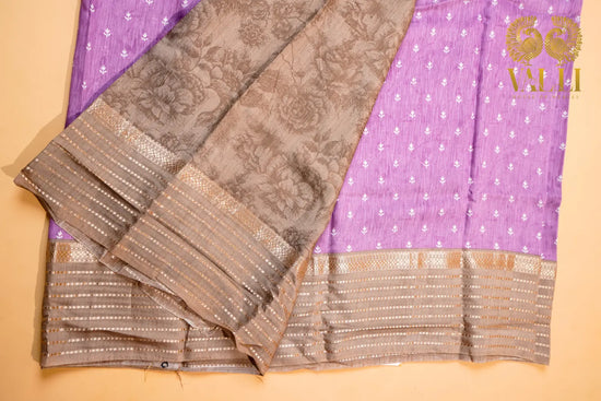 Lavender & Grey Viscose Cotton Saree