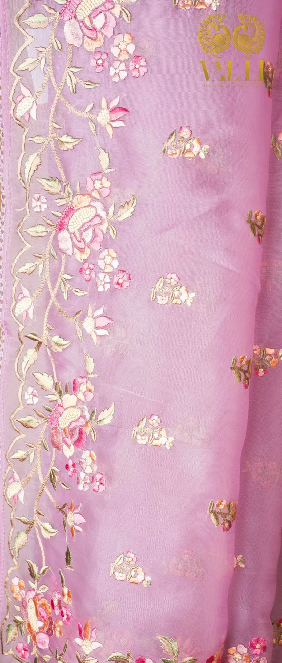 Rosey Organza Embroidered Saree