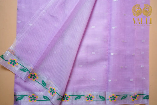 Lilac Kota Saree with Floral Border 