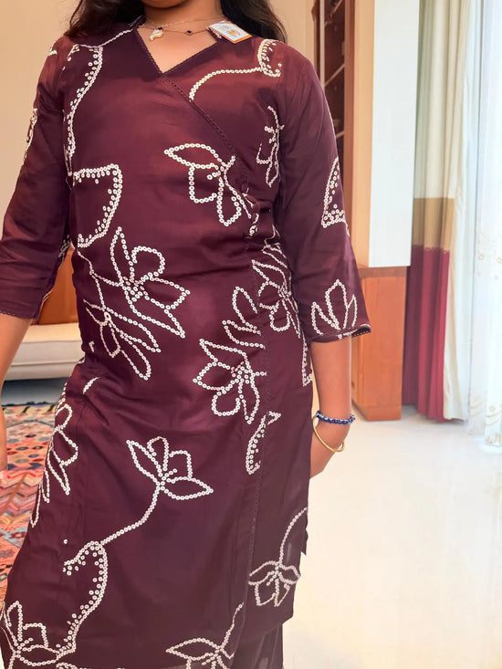Maroon co ord set straight cut
